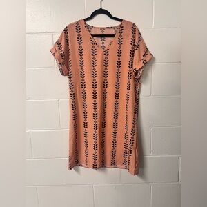 Peach patterned shift dress